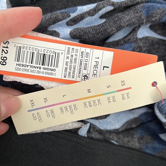 Colsie Blue and Black Camo Bralette large - Picture 4 of 4